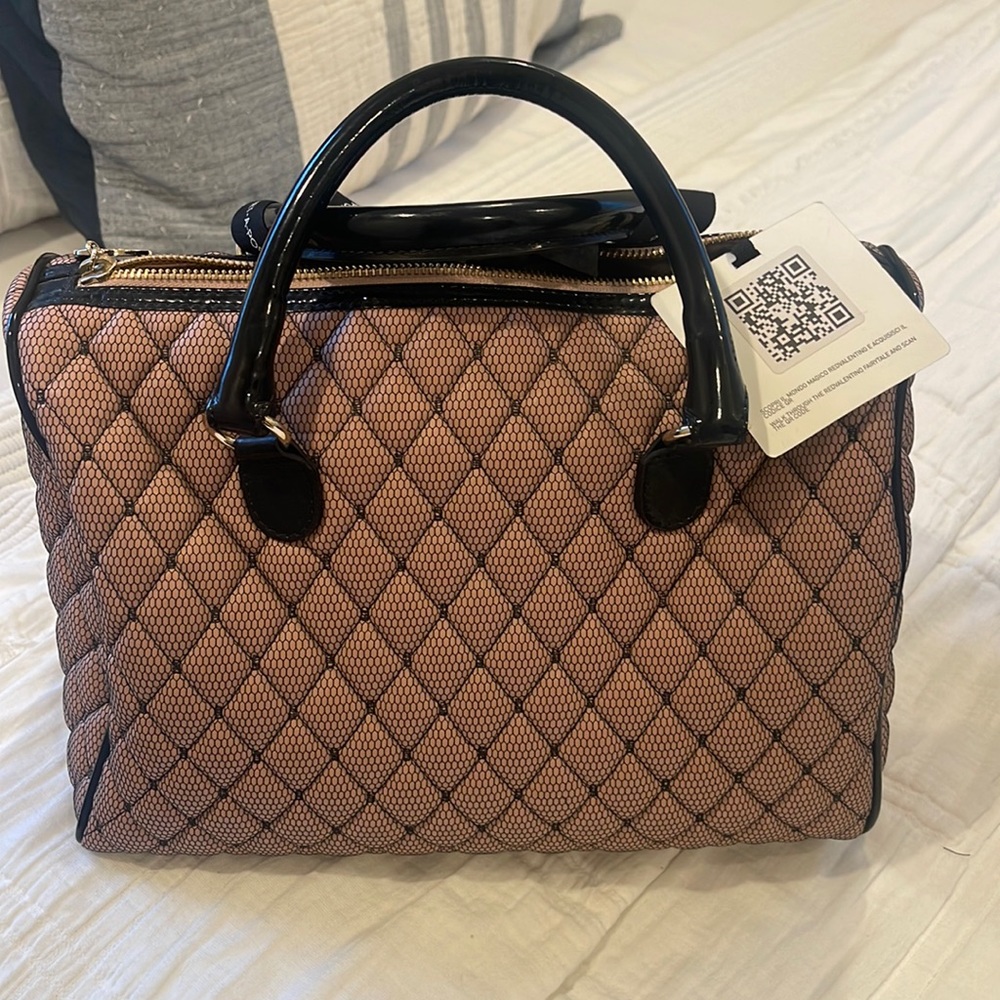 Red Valentino Dusty Rose Satchel With Black Webbing  Overlay